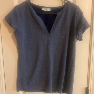 Zenana Outfitters Textured Blue Short Sleeve Top
